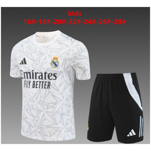 Tenue d’entraînement courte pour enfants Real Madrid blanche 2024/25