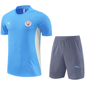 Ensemble d’entraînement court de Manchester City bleu 2024/25