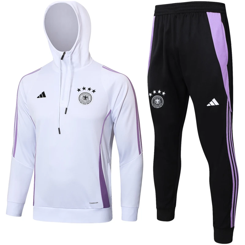 Ensemble de survêtement allemand : Sweat à capuche + Pantalon blanc 2024