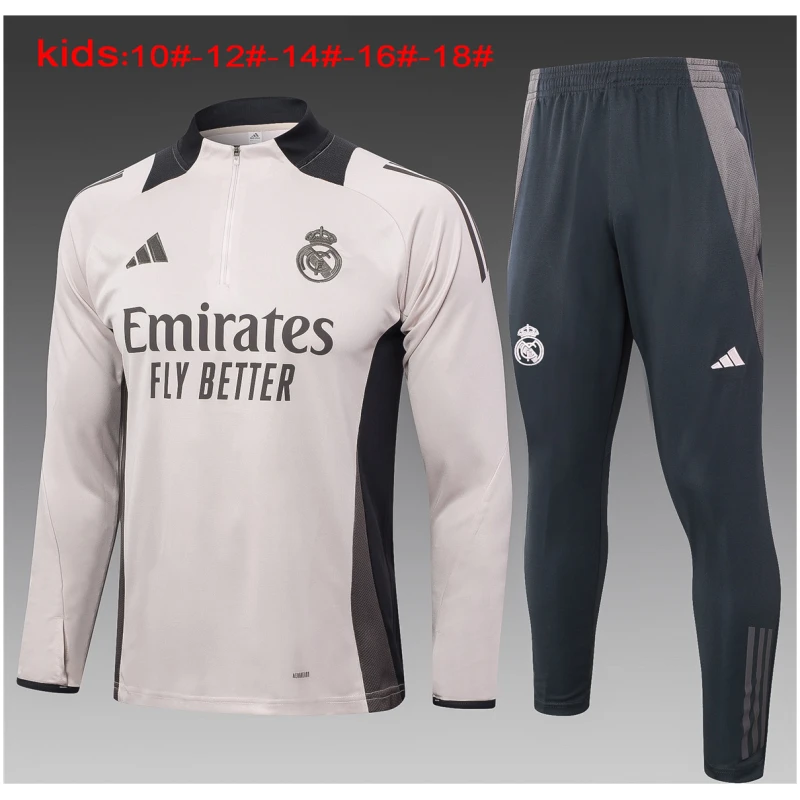 Ensemble d’entraînement pour enfants du Real Madrid gris clair 2024/25