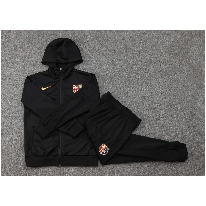 Ensemble d’entraînement pour enfants à Barcelone : Veste à capuche + Pantalon noir 2024/25