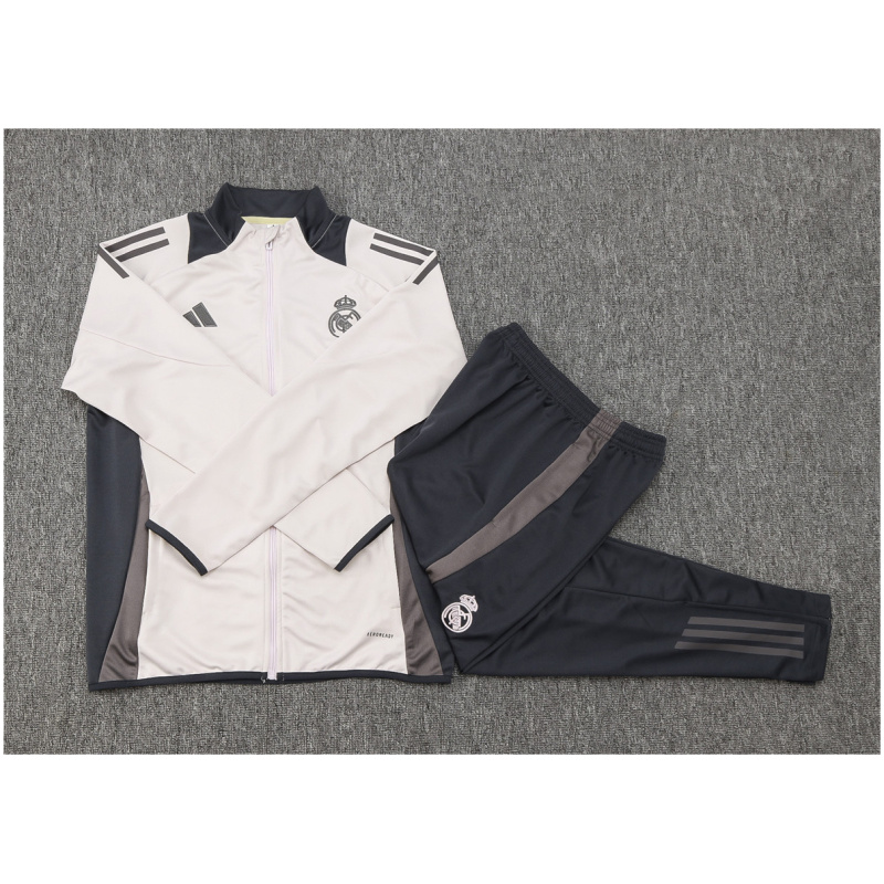 Ensemble de survêtement pour enfants Real Madrid Veste + Pantalon d’entraînement Gris clair 2024/25