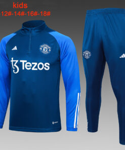 Ensemble d’entraînement pour enfants Manchester United bleu 2023/24