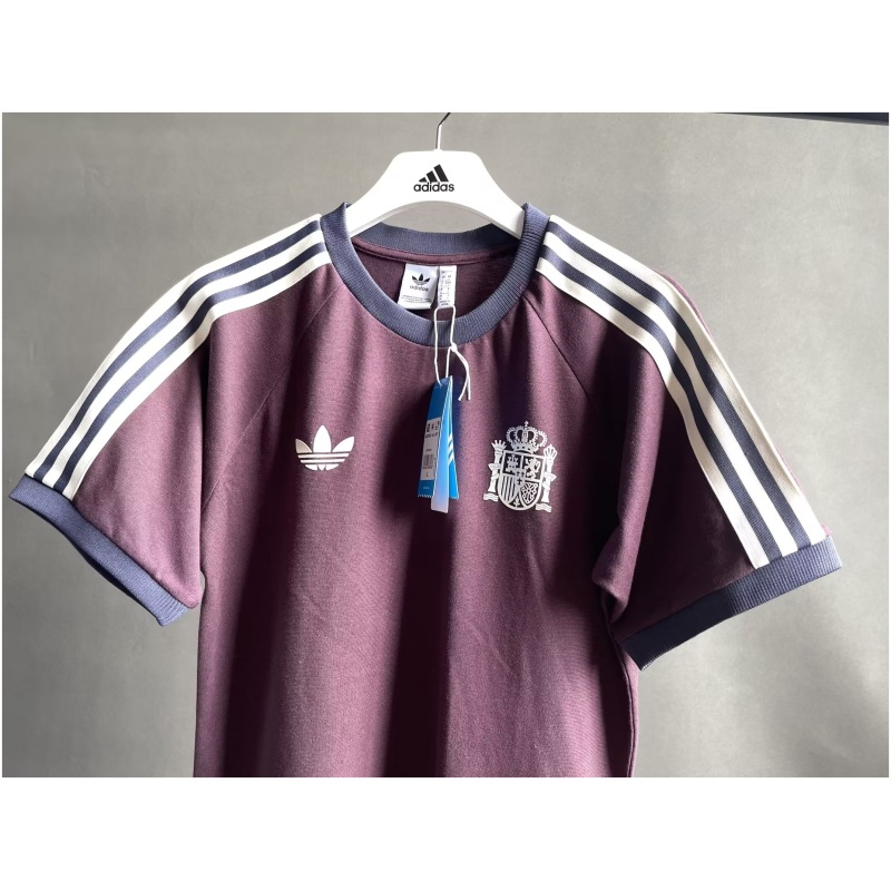 Maillot Espagne Adidas Originals 3 Bandes en Coton Pur Bordeaux 2024 – joueur