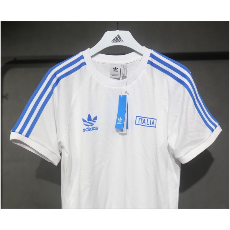 Maillot adidas Originals Italie 3 Bandes Pur Coton Blanc 2024 – joueur