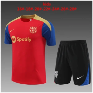 Ensemble d’entraînement court pour enfants Barcelone rouge 2024/25