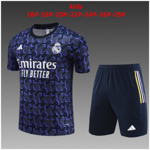 Tenue d’entraînement courte pour enfants Real Madrid violette 2023/24