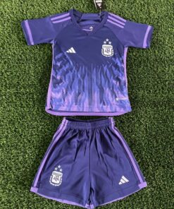 Maillot extérieur 3 étoiles pour enfants de l’Argentine, champions de la Coupe du Monde de la FIFA Qatar 2022