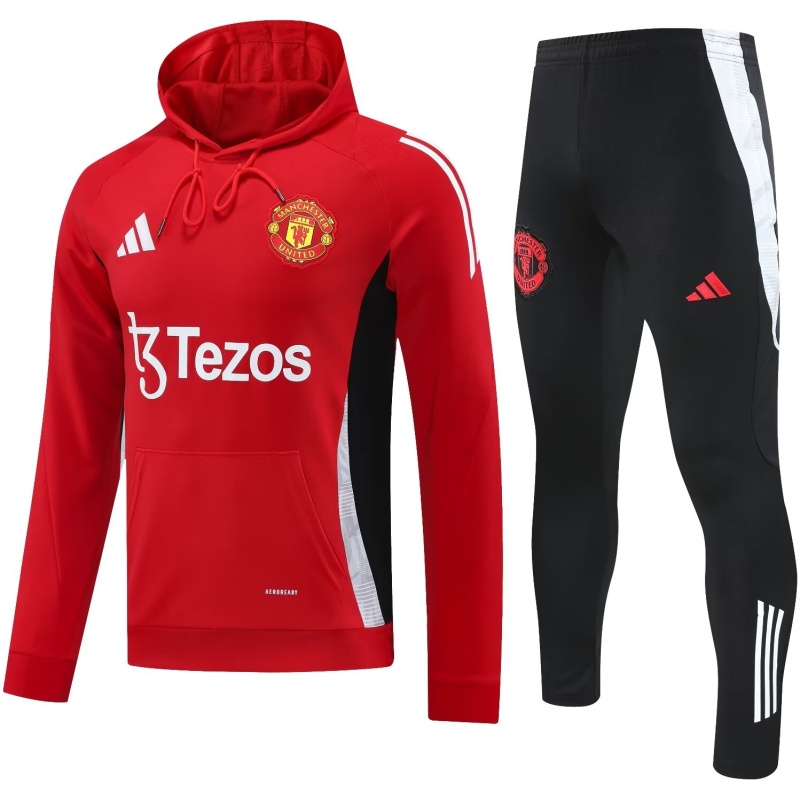 Survêtement d’entraînement Manchester United Hoodie Sweatshirt + Pantalon Rouge 2024/25