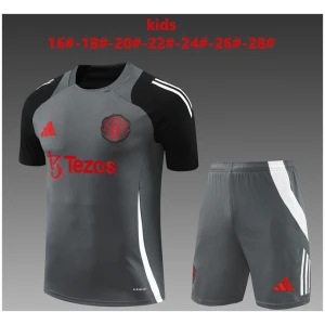 Ensemble d’entraînement court pour enfants de Manchester United gris 2024/25