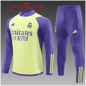 Tenue d’entraînement enfant Real Madrid Jaune – Violet 2023/24