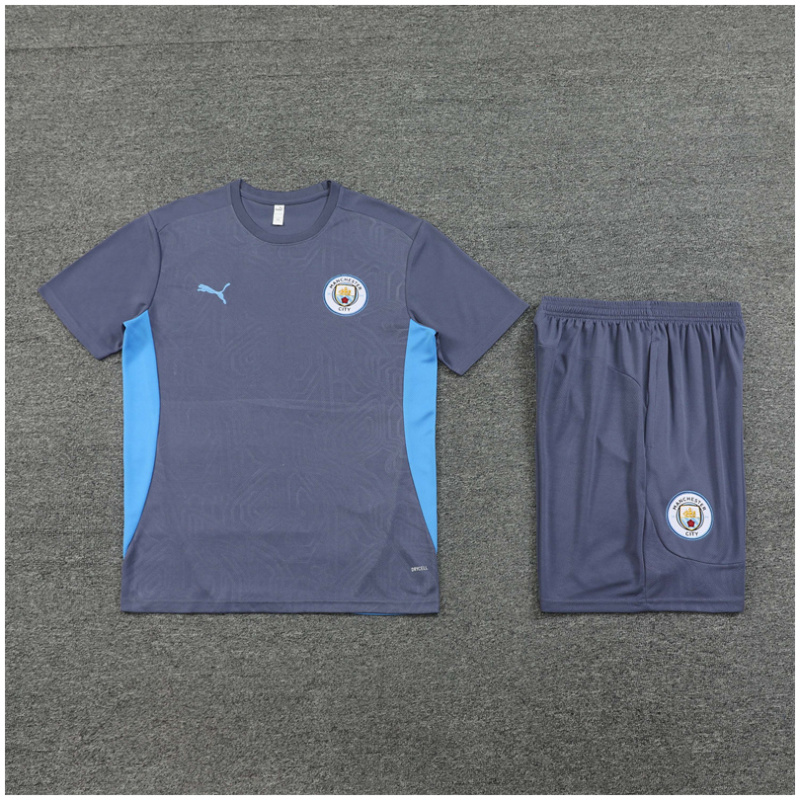 Maillot d’entraînement court pour enfants Manchester City gris 2024/25