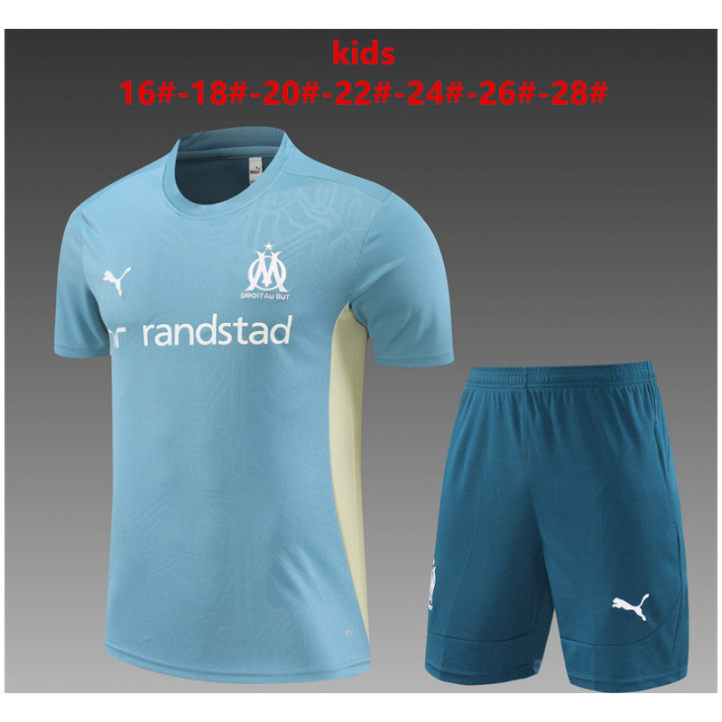 Ensemble de survêtement court pour enfants Olympique de Marseille bleu cendré 2024/25