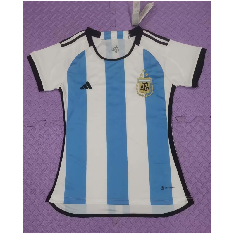 Maillot Domicile 3 Étoiles Femme Argentine Champions de la Coupe du Monde FIFA Qatar 2022