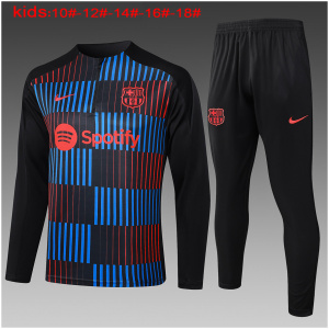 Tenue d’entraînement enfant FC Barcelone noire à rayures verticales 2024/25