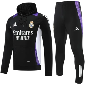 Sweat à capuche Real Madrid + Pantalon Ensemble d’entraînement Noir 2024/25