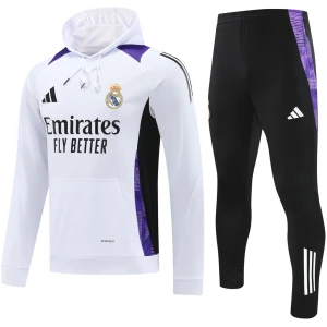 Sweat à capuche Real Madrid + Pantalon Survêtement d’Entraînement Blanc III 2024/25