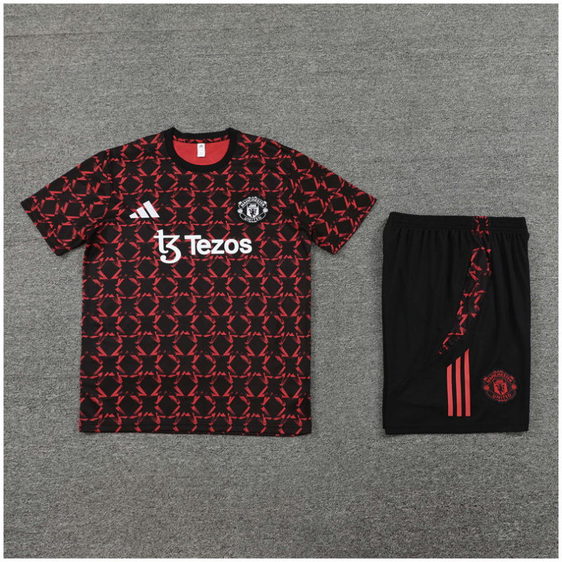 Ensemble d’entraînement court pour enfants Manchester United Rouge – Noir 2024/25
