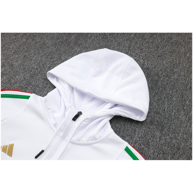 Survêtement blanc Italie 2024 : sweat à capuche + pantalon d’entraînement