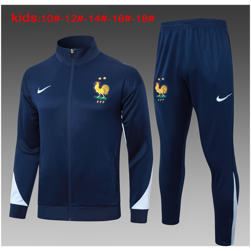 Ensemble d’entraînement pour enfants France, veste et pantalon, modèle Royal 2024