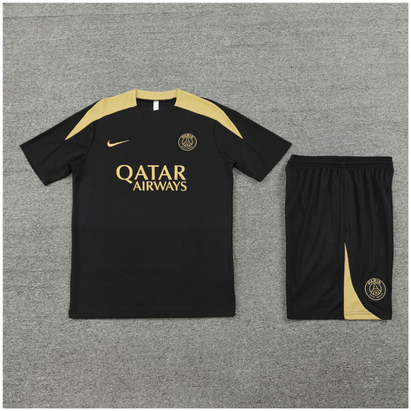 Tenue d’entraînement courte PSG pour enfants Noir – Or 2024/25