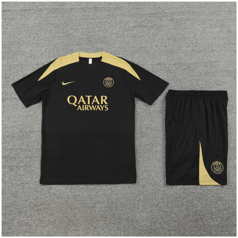 Tenue d’entraînement courte PSG pour enfants Noir – Or 2024/25