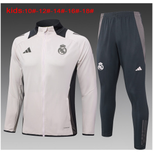 Ensemble de survêtement pour enfants Real Madrid Veste + Pantalon d’entraînement Gris clair 2024/25