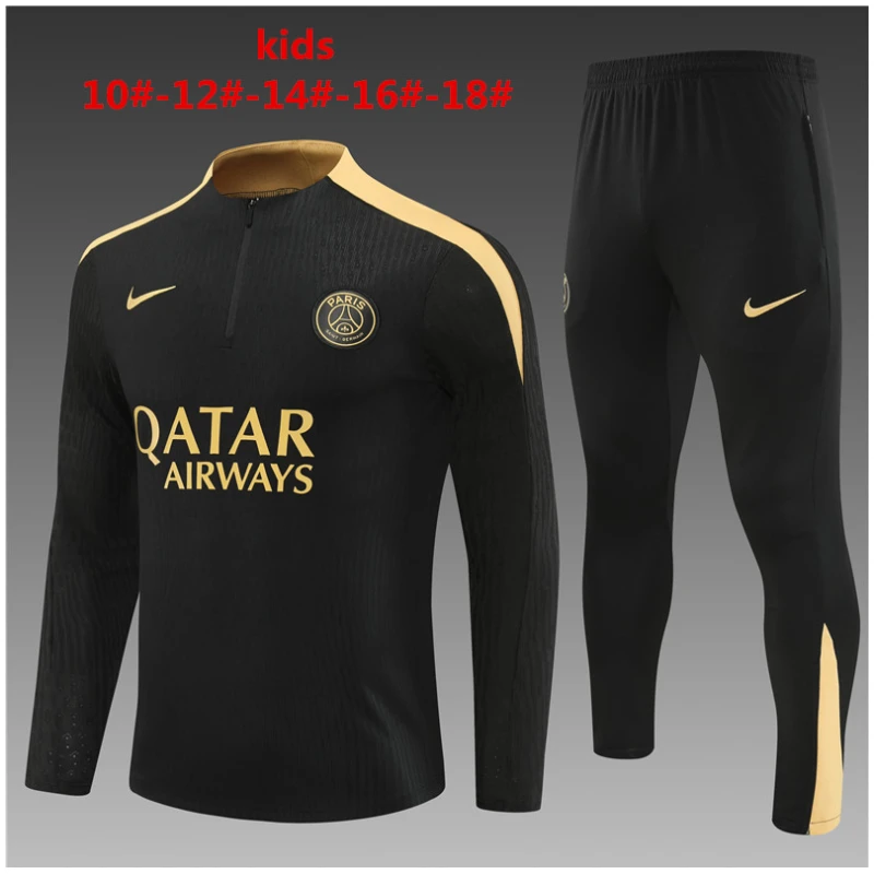 Ensemble d’entraînement PSG Enfants Noir – Or 2024/25