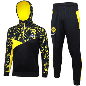 Survêtement d’entraînement Borussia Dortmund 2023/24 : Sweat à capuche + Pantalon Noir