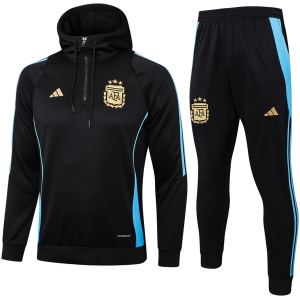 Ensemble de survêtement noir Argentine 2024 : sweat à capuche + pantalon d’entraînement