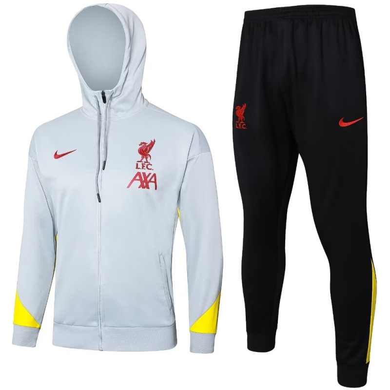 Survêtement d’entraînement Liverpool avec veste à capuche + pantalon gris clair 2024/25