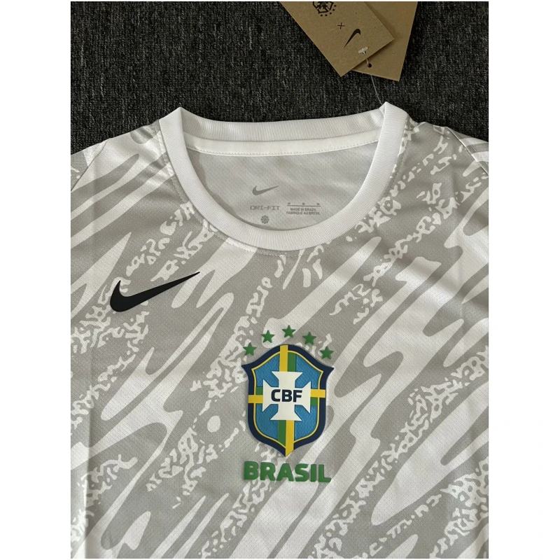 Maillot Blanc Gardien de But Brésil 2024