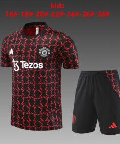 Ensemble d’entraînement court pour enfants Manchester United Rouge – Noir 2024/25