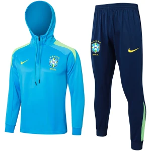 Survêtement Brésil : Sweat à Capuche + Pantalon d’Entraînement Bleu 2024