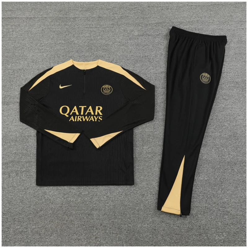 Ensemble d’entraînement PSG Enfants Noir – Or 2024/25