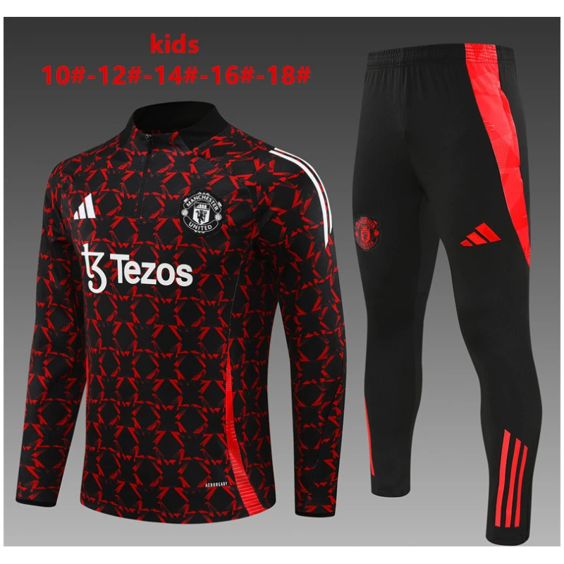 Ensemble d’entraînement Manchester United pour enfants Rouge – Noir 2024/25