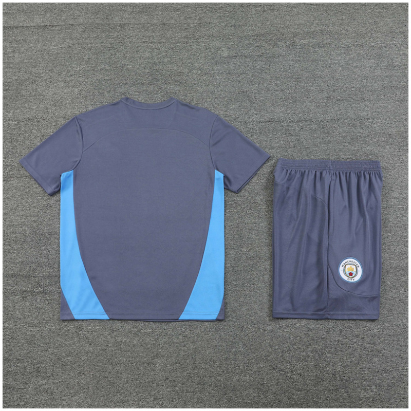 Maillot d’entraînement court pour enfants Manchester City gris 2024/25