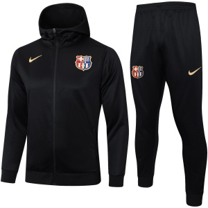 Ensemble d'entraînement Barcelone : Veste à capuche et Pantalon Noir 2024/25