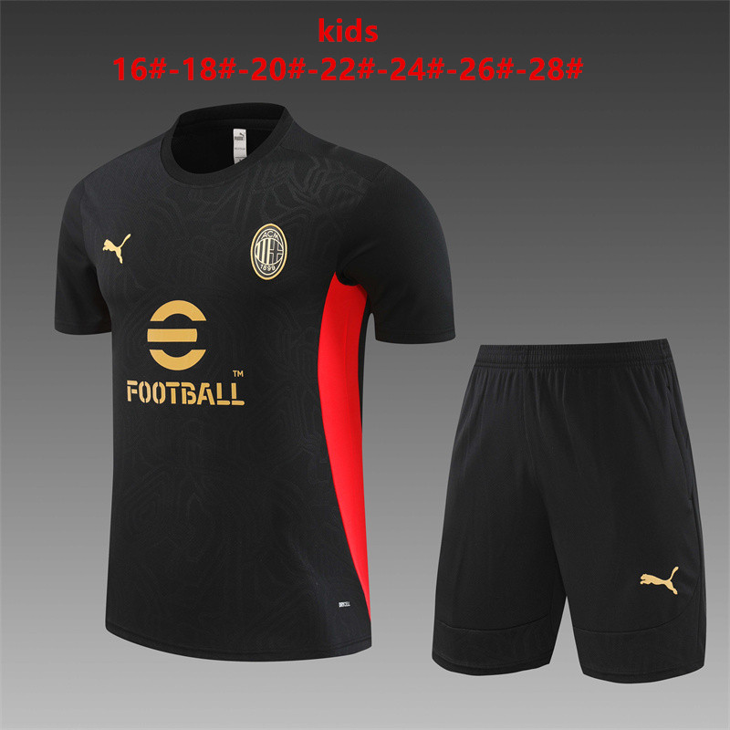 Ensemble d’entraînement court AC Milan pour enfants noir 2024/25