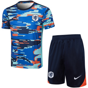 Ensemble d'entraînement court des Pays-Bas bleu camouflage 2024