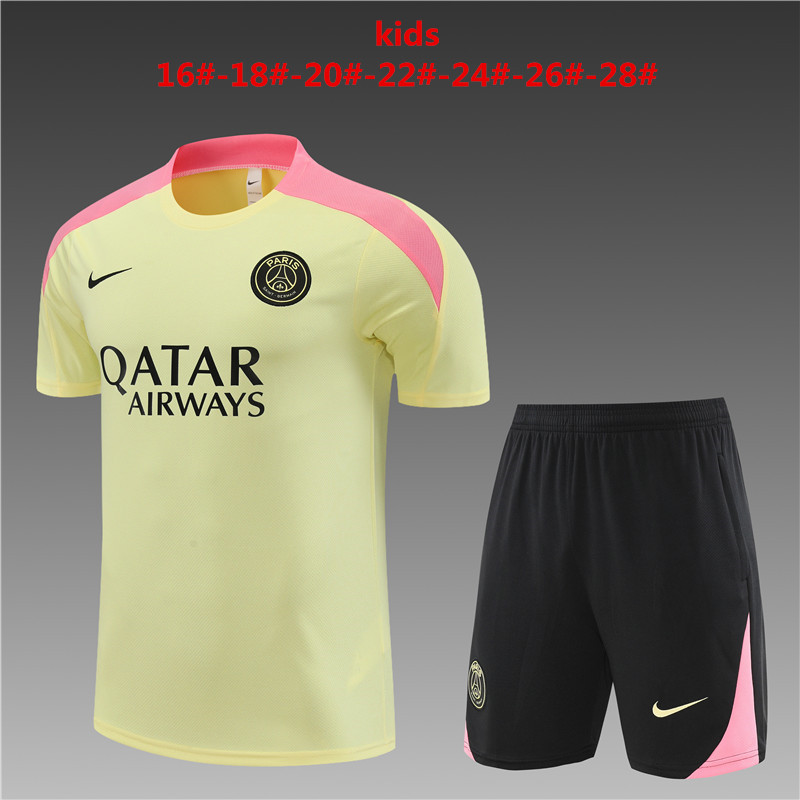 Ensemble d’entraînement court enfant PSG jaune 2024/25