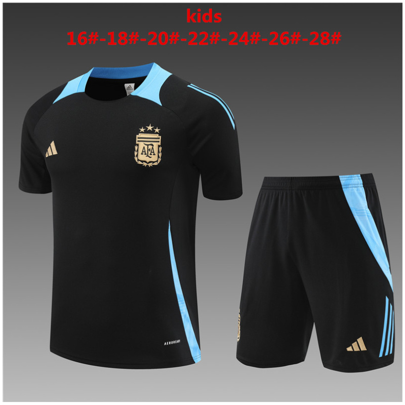 Ensemble d’entraînement court pour enfants Argentine noir 2024