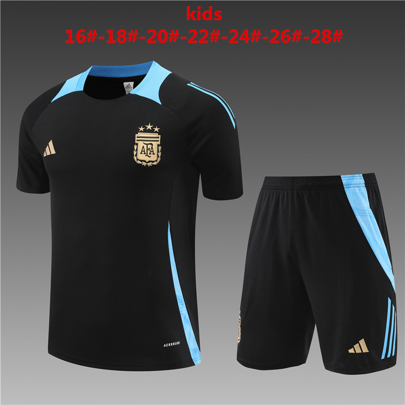 Ensemble d’entraînement court pour enfants Argentine noir 2024