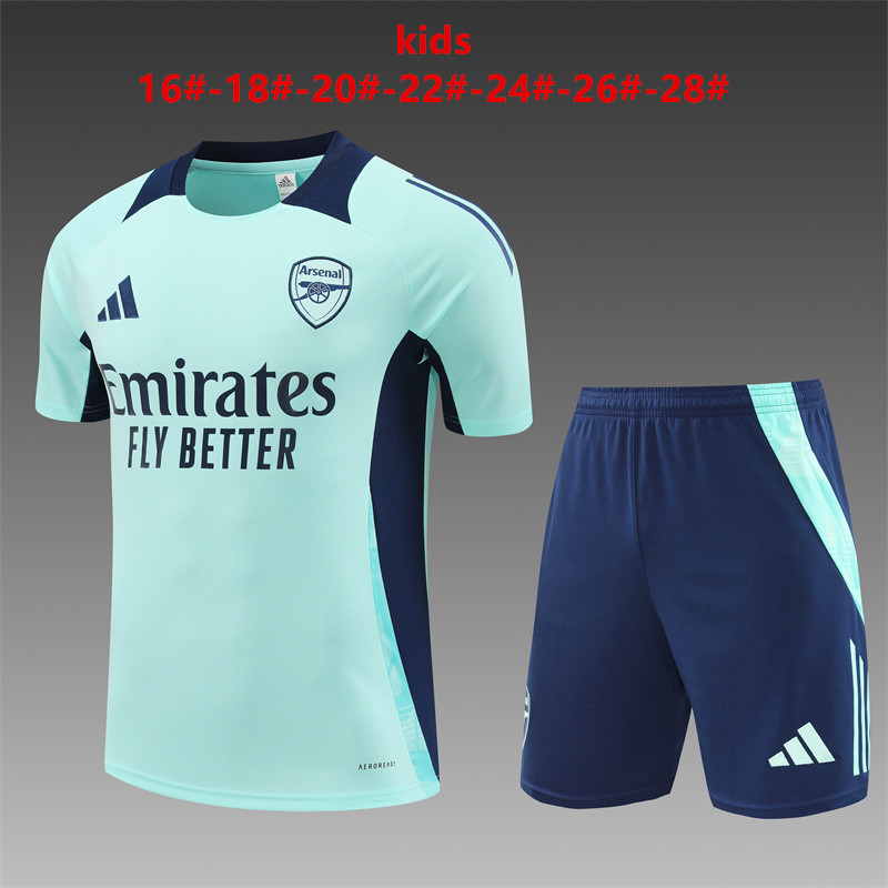 Ensemble d’entraînement court pour enfants Arsenal cyan 2024/25