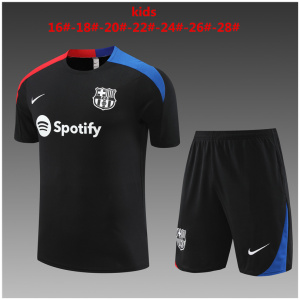 Ensemble d'entraînement court pour enfants Barcelone noir 2024/25