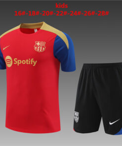 Ensemble d’entraînement court pour enfants Barcelone rouge 2024/25
