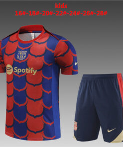 Ensemble d’entraînement court pour enfants Barcelone Rouge – Bleu 2024/25
