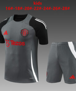 Ensemble d’entraînement court pour enfants de Manchester United gris 2024/25