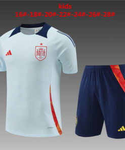 Ensemble d’entraînement court pour enfants Espagne Bleu Clair 2024