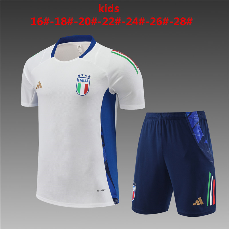 Ensemble d’entraînement court pour enfants Italie blanc 2024